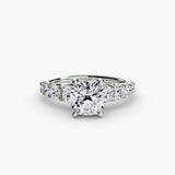 GRADUATED ACCENT – Cushion Cut Diamond Ring Setting – White Gold view | SARATTI