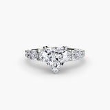 GRADUATED ACCENT Heart Cut Diamond Ring Setting in 950 Platinum | SARATTI
