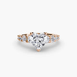 GRADUATED ACCENT Heart Cut Diamond Ring Setting in Rose Gold | SARATTI