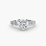 GRADUATED ACCENT Heart Cut Diamond Ring Setting in White Gold | SARATTI