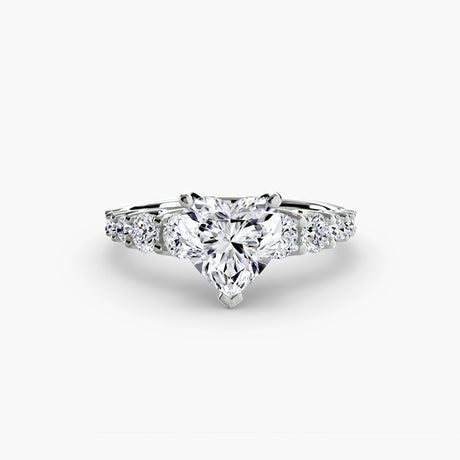 GRADUATED ACCENT Heart Cut Diamond Ring Setting in White Gold | SARATTI