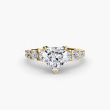 GRADUATED ACCENT Heart Cut Diamond Ring Setting in Yellow Gold | SARATTI