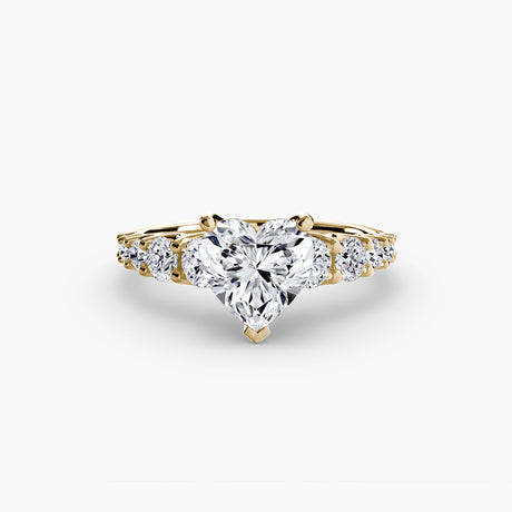 GRADUATED ACCENT Heart Cut Diamond Ring Setting in Yellow Gold | SARATTI