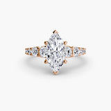 GRADUATED ACCENT – Marquise Cut Diamond Ring Setting in Rose Gold | SARATTI