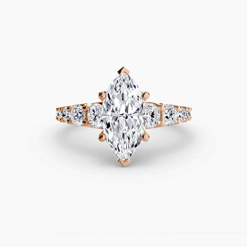 GRADUATED ACCENT – Marquise Cut Diamond Ring Setting in Rose Gold | SARATTI