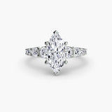 GRADUATED ACCENT – Marquise Cut Diamond Ring Setting in White Gold | SARATTI