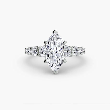 GRADUATED ACCENT – Marquise Cut Diamond Ring Setting in White Gold | SARATTI
