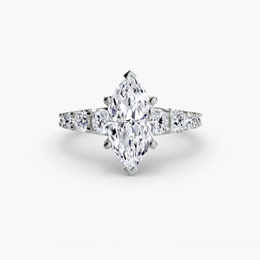 GRADUATED ACCENT – Marquise Cut Diamond Ring Setting in White Gold | SARATTI