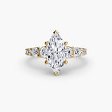 GRADUATED ACCENT – Marquise Cut Diamond Ring Setting in Yellow Gold | SARATTI