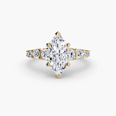 GRADUATED ACCENT – Marquise Cut Diamond Ring Setting in Yellow Gold | SARATTI