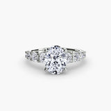 GRADUATED ACCENT Oval Cut diamond ring setting in White Gold | SARATTI