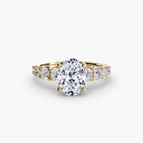GRADUATED ACCENT Oval Cut diamond ring setting in Yellow Gold | SARATTI
