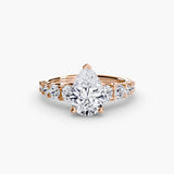 GRADUATED ACCENT – Pear Cut Diamond Ring Setting in Rose Gold | SARATTI