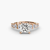GRADUATED ACCENT – Princess Cut Diamond Ring Setting in Rose Gold | SARATTI