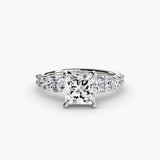 GRADUATED ACCENT – Princess Cut Diamond Ring Setting in White Gold | SARATTI