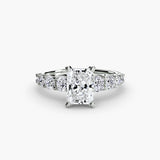 GRADUATED ACCENT Radiant Cut Diamond Ring Setting in 950 Platinum | SARATTI