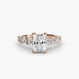 GRADUATED ACCENT Radiant Cut Diamond Ring Setting in Rose Gold | SARATTI