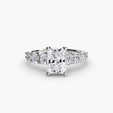 GRADUATED ACCENT Radiant Cut Diamond Ring Setting in White Gold | SARATTI