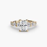GRADUATED ACCENT Radiant Cut Diamond Ring Setting in Yellow Gold | SARATTI