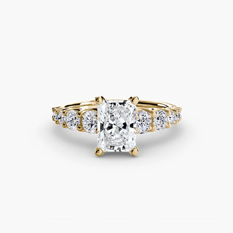 GRADUATED ACCENT Radiant Cut Diamond Ring Setting in Yellow Gold | SARATTI