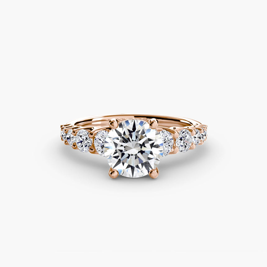 GRADUATED ACCENT – Round Cut Diamond Ring Setting in Rose Gold | SARATTI