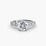 GRADUATED ACCENT – Round Cut Diamond Ring Setting in White Gold | SARATTI