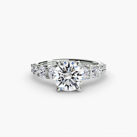 GRADUATED ACCENT – Round Cut Diamond Ring Setting in White Gold | SARATTI