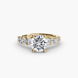 GRADUATED ACCENT – Round Cut Diamond Ring Setting in Yellow Gold | SARATTI