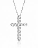Back view of Grande Lueur Croix diamond cross necklace in platinum | SARATTI
