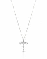 Grande Lueur Croix 1.10 carat diamond cross necklace in platinum full view | SARATTI