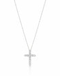 Grande Lueur Croix 1.10 carat diamond cross necklace in white gold full view | SARATTI