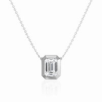 SOLARA Bezel-Set – Emerald Cut Solitaire Necklace Setting