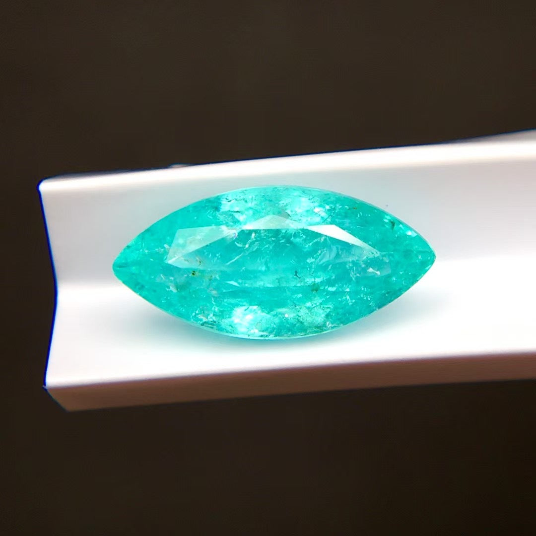 natural blue tourmaline marquise shape loose gemstone detail shot | SARATTI