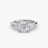 IMPERIAL – Asscher Cut Baguette Three-Stone Ring Setting in 950 Platinum | SARATTI