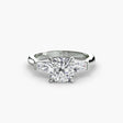 IMPERIAL – Cushion Cut Baguette Three-Stone Ring Setting – White Gold view | SARATTI