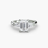 IMPERIAL Emerald Cut three-stone baguette diamond ring setting in 950 Platinum | SARATTI