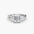IMPERIAL Emerald Cut three-stone baguette diamond ring setting in White Gold | SARATTI