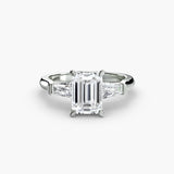 IMPERIAL Emerald Cut three-stone baguette diamond ring setting in White Gold | SARATTI