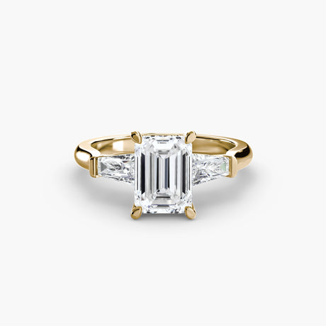 IMPERIAL Emerald Cut three-stone baguette diamond ring setting in Yellow Gold | SARATTI