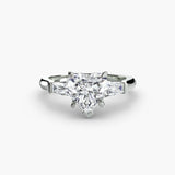 IMPERIAL Heart Cut Baguette Three-Stone Ring Setting in 950 Platinum | SARATTI