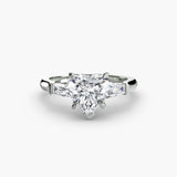 IMPERIAL Heart Cut Baguette Three-Stone Ring Setting in White Gold | SARATTI