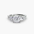 IMPERIAL II – Asscher Cut Three-Stone Pavé Ring Setting in White Gold | SARATTI