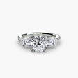 IMPERIAL II – Cushion Cut Three-Stone Pavé Ring Setting – White Gold view | SARATTI