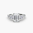 IMPERIAL II Emerald Cut three-stone baguette pavé diamond ring setting in White Gold | SARATTI