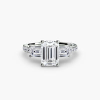 IMPERIAL II – Emerald Cut Three-Stone Baguette Pavé Diamond Ring Setting