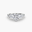 IMPERIAL II Heart Cut Three-Stone Pavé Ring Setting in White Gold | SARATTI