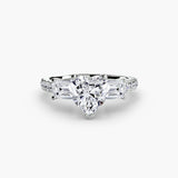 IMPERIAL II Heart Cut Three-Stone Pavé Ring Setting in White Gold | SARATTI