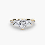 IMPERIAL II Heart Cut Three-Stone Pavé Ring Setting in Yellow Gold | SARATTI
