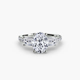IMPERIAL II Oval Cut three-stone pavé ring setting in 950 Platinum | SARATTI