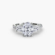 IMPERIAL II Oval Cut three-stone pavé ring setting in White Gold | SARATTI